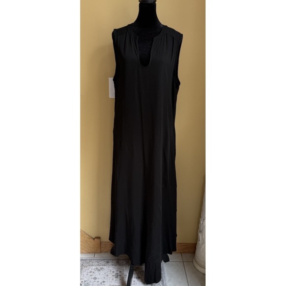 Chico's Dresses & Skirts - chicos asymmetrical Bias Hem Midi Dress size 2 NWT Black Sleeveless Pockets